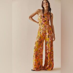 Free People Thea One Shoulder Wide Leg Floral Jumpsuit